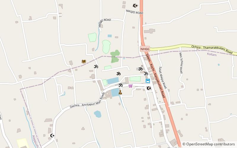 Oachira Temple location map