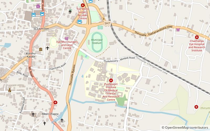 pushpagiri medical college tiruvalla location map