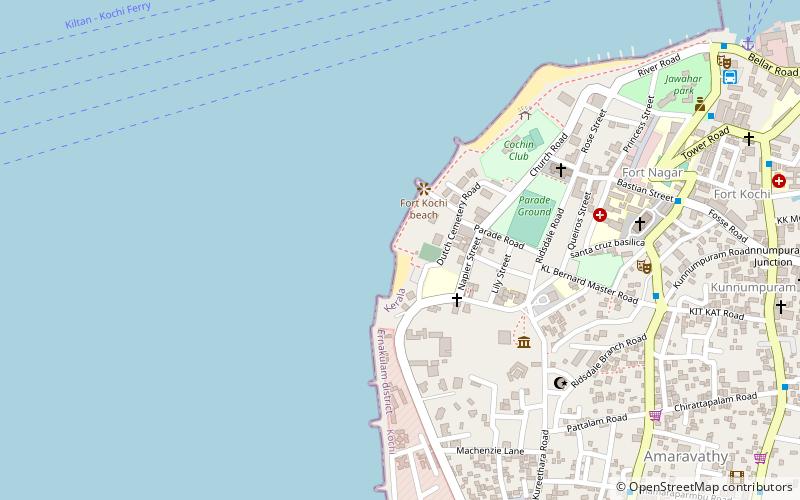 sea side beach kochi location map