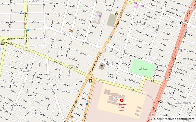 bagh saba synagogue tehran location map
