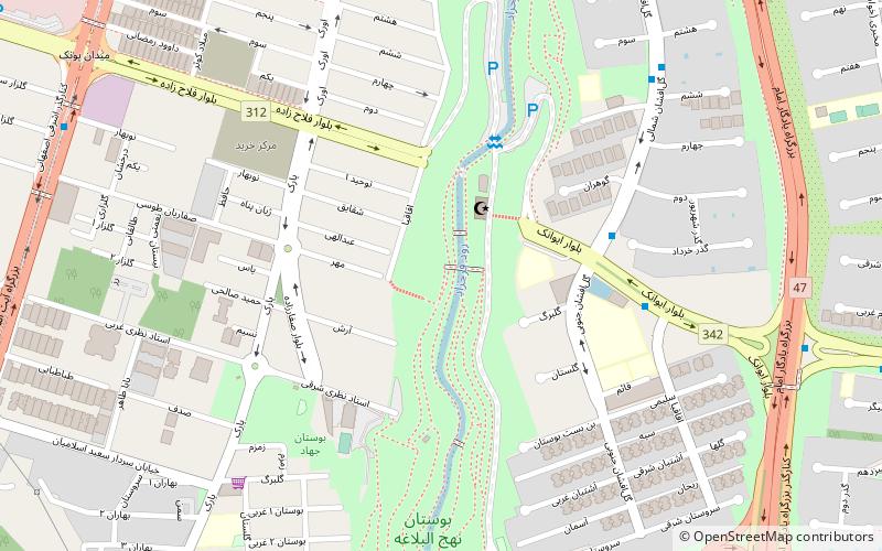 nahjol balaghe park tehran location map