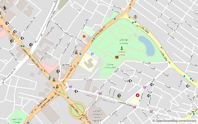 vahdat park mashhad location map