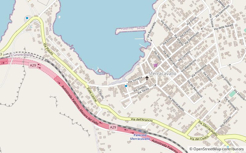 sferracavallo beach palermo location map