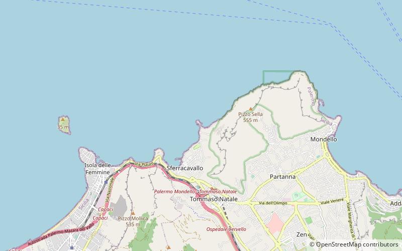 capo gallo beach palermo location map