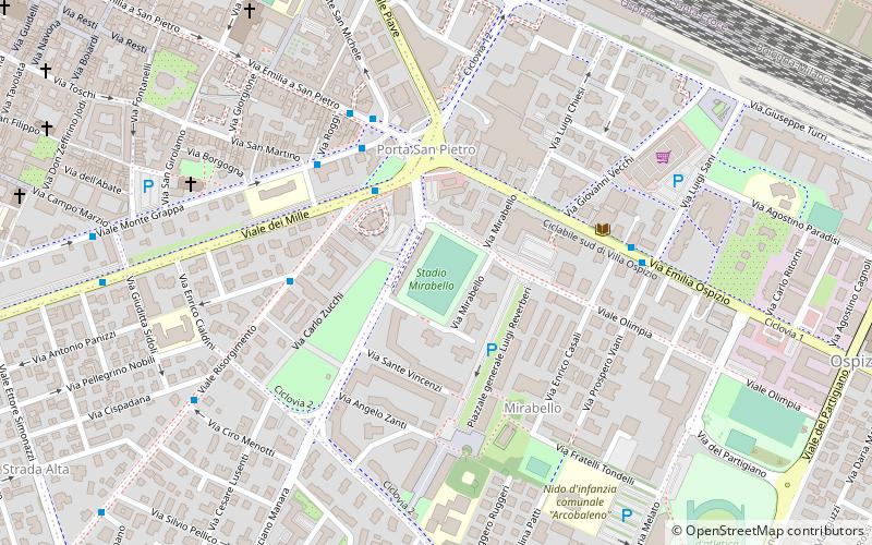 Stadio Mirabello location map