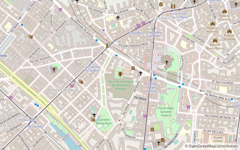 Milan amphitheatre location map