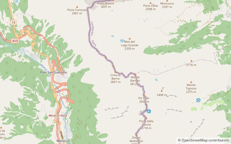 cima de barna valle mesolcina location map
