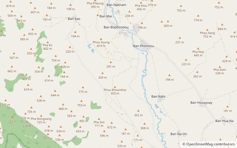 hineboun district phou hin poun national biodiversity conservation area location map