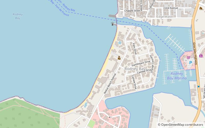 reduit beach gros islet location map