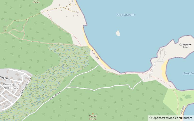 tousalee beach gros islet location map