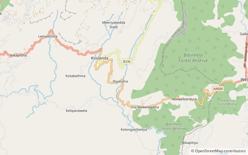 Diyaluma Falls location map