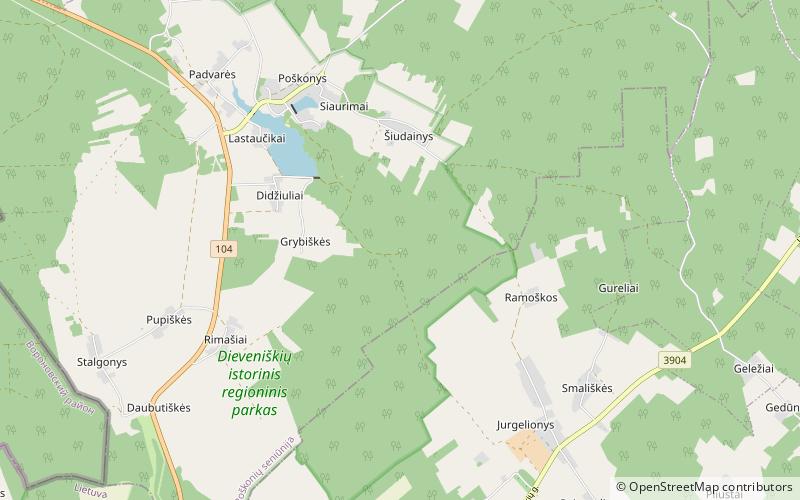 Grybiškių ąžuolas location map