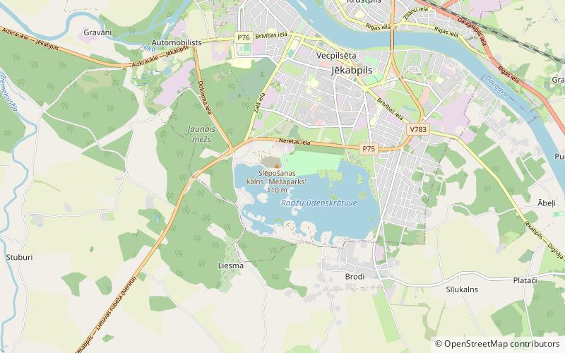 Jēkabpils Zilā karoga pludmale location map