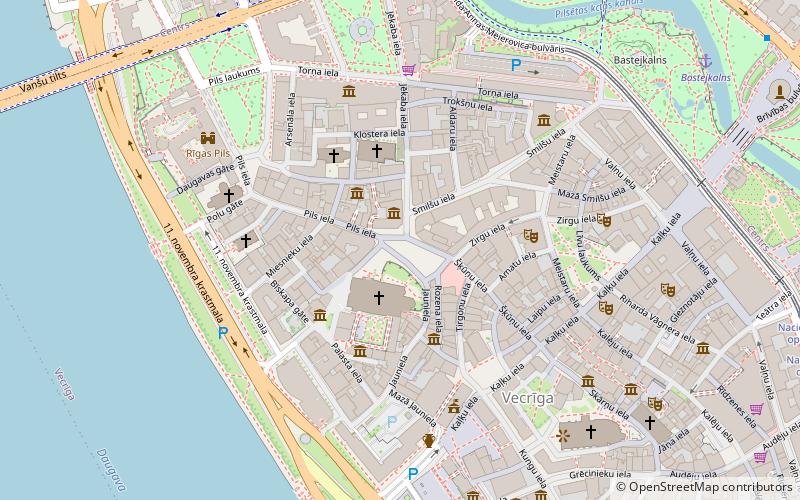 Riga Cathedral pipe organ location map