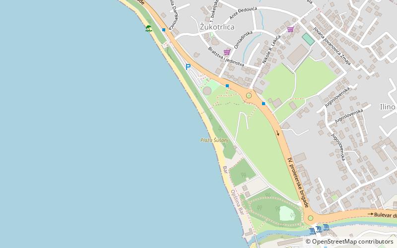 Šušanj beach location map