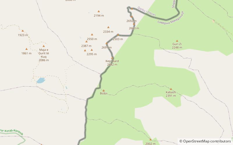 Cascada de Korab location map