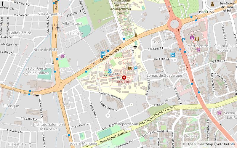 Central American University location map
