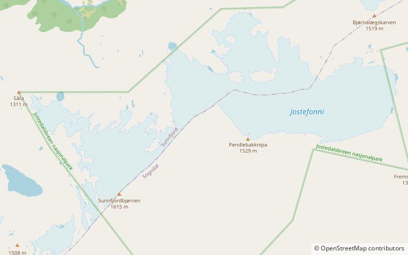 jostefonn jostedalsbreen nationalpark location map