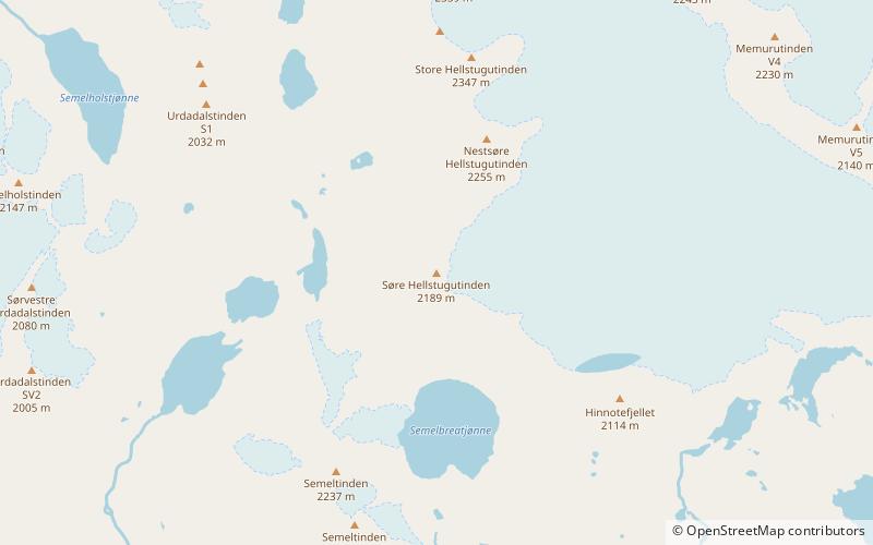 sore hellstugutinden park narodowy jotunheimen location map