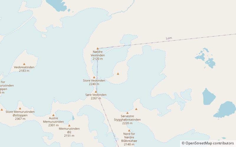 styggehobretindan parc national de jotunheimen location map