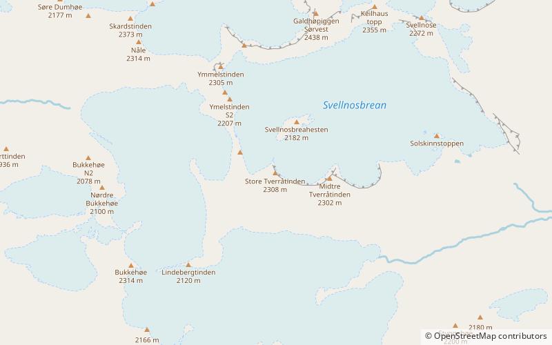 store tverratinden park narodowy jotunheimen location map