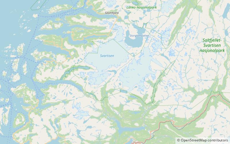 bjornefossvatnet park narodowy saltfjellet svartisen location map