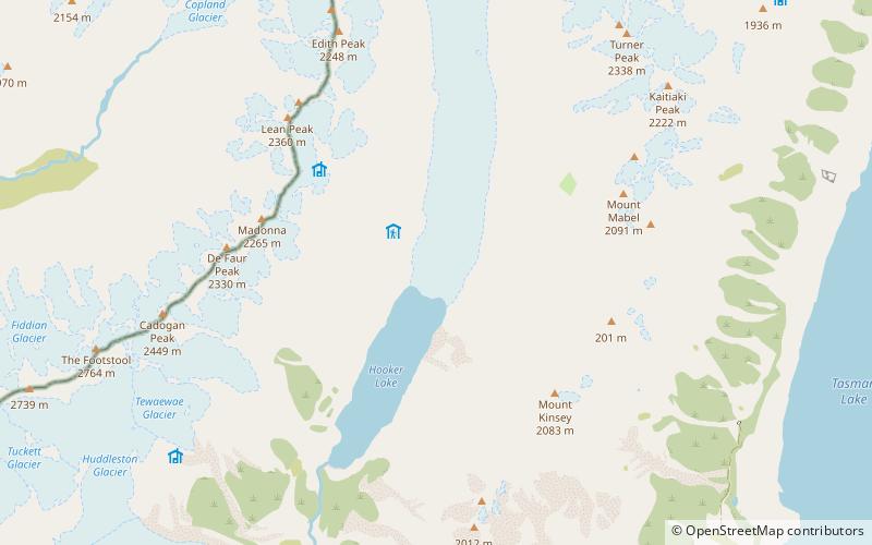 Hooker-Gletscher location map