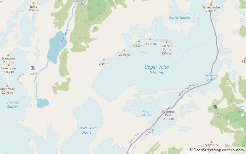 volta glacier park narodowy mount aspiring location map