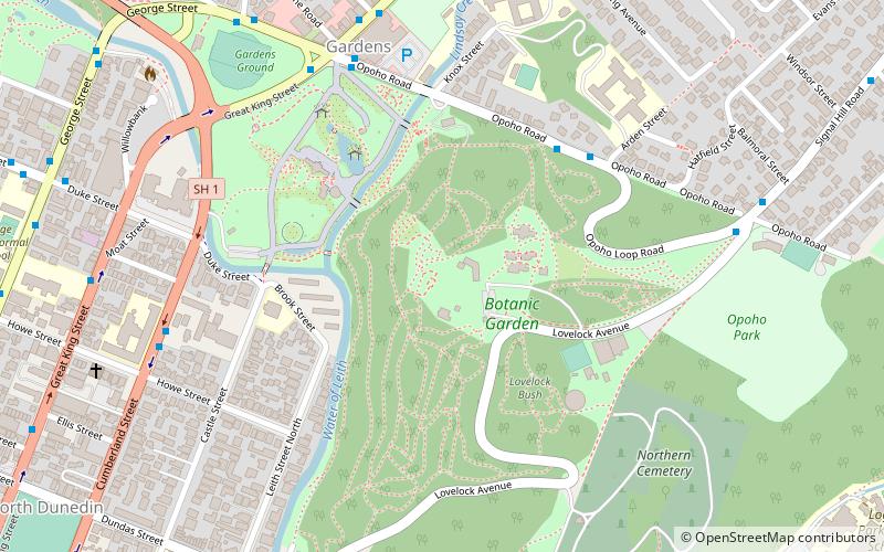 Jardín botánico de Dunedin location map