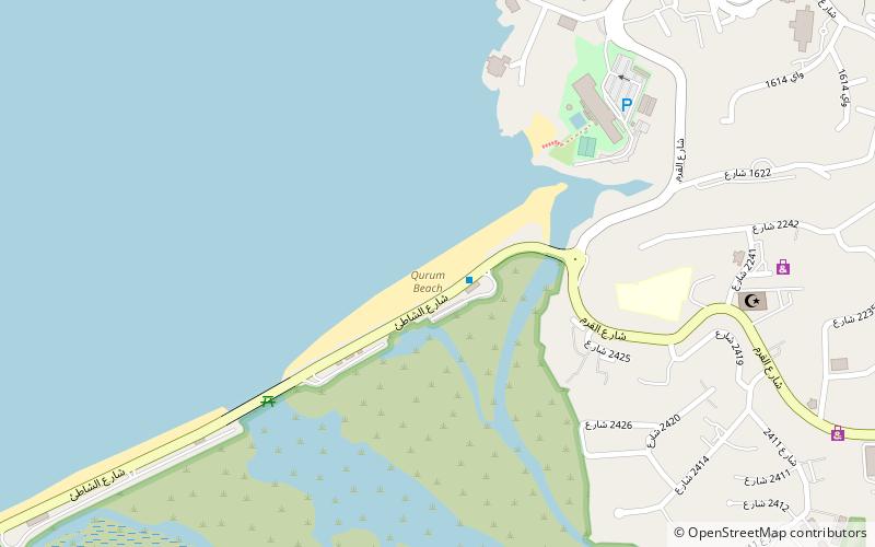 qurum beach maskat location map