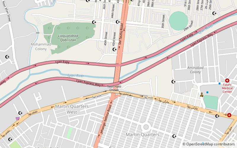 teen hatti bridge karachi location map