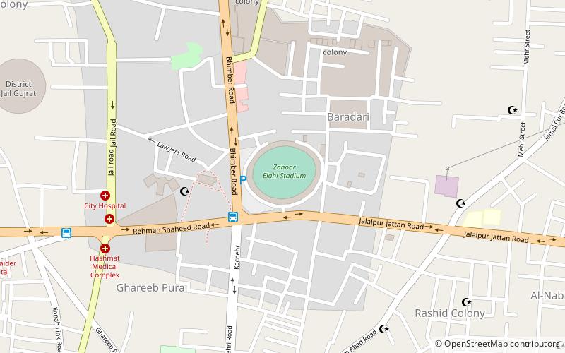 zahoor elahi stadium gujrat location map