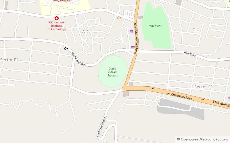 quaid e azam stadium mirpur location map