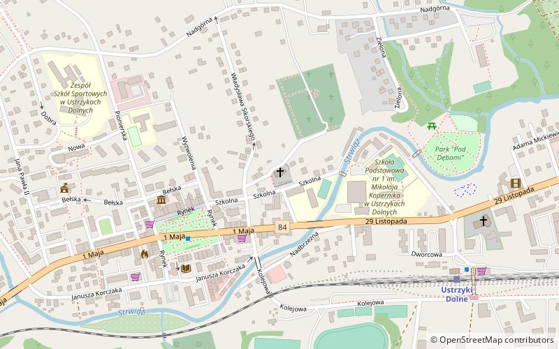 Cerkiew Greckokatolicka p.w Zaśnięcia Najświętszej Marii Panny w Ustrzykach Dolnych location map