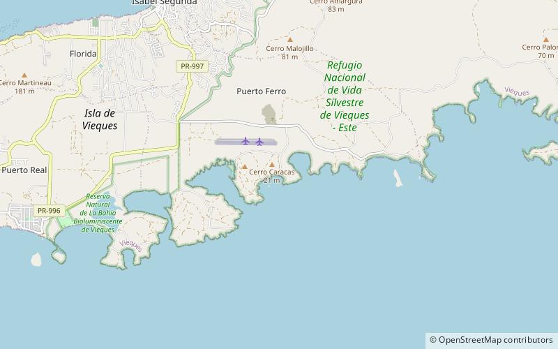 playa caracas vieques location map