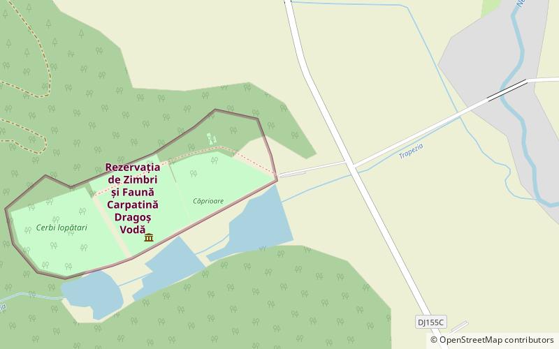 rezervatia de zimbri dragos voda vanatori neamt natural park location map