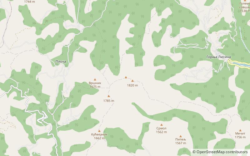 Lisinska mountain location map