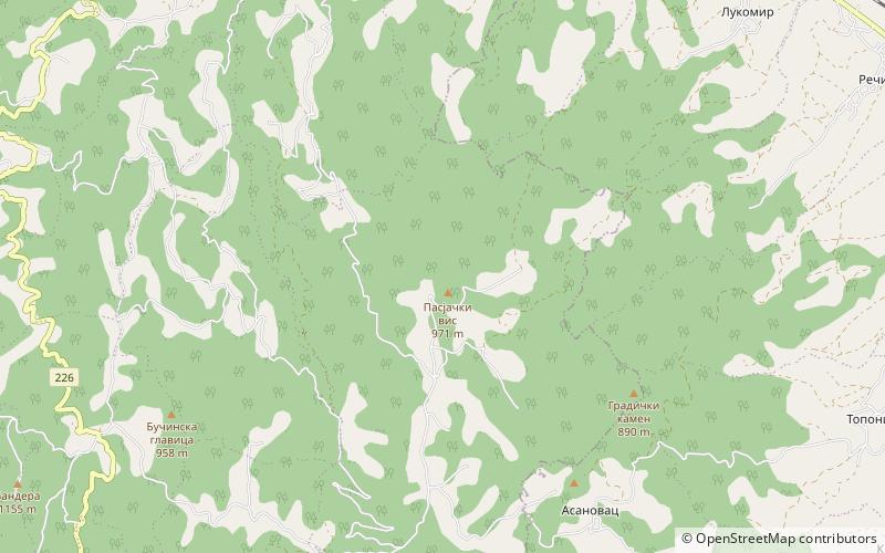 pasjaca mountain location map