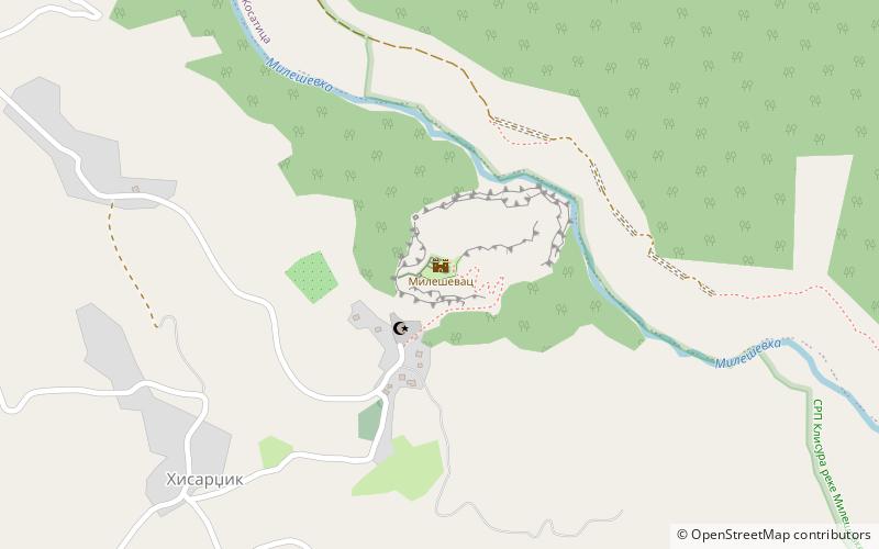 Mileševac Fortress location map