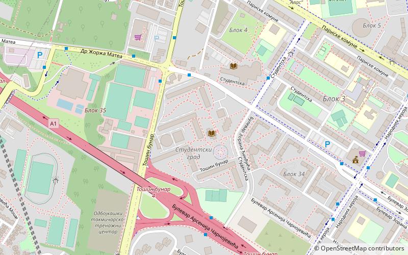 studentski grad belgrado location map
