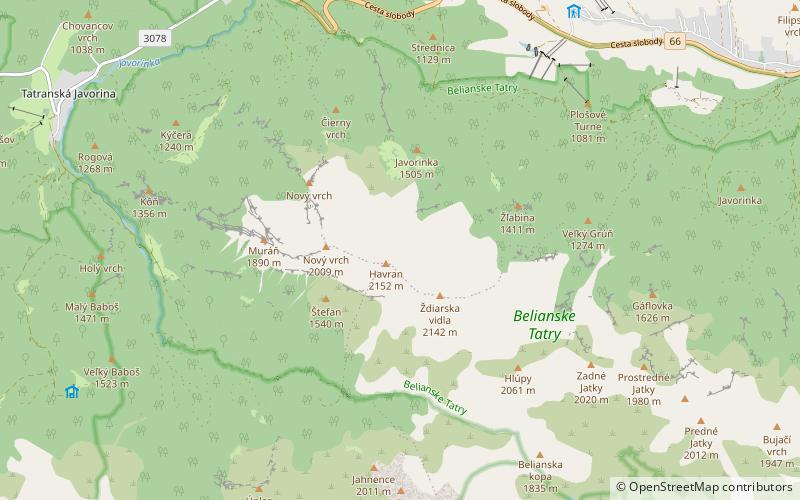 belianske tatras tatra national park location map