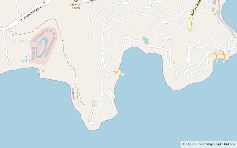 yesil plaj bodrum location map