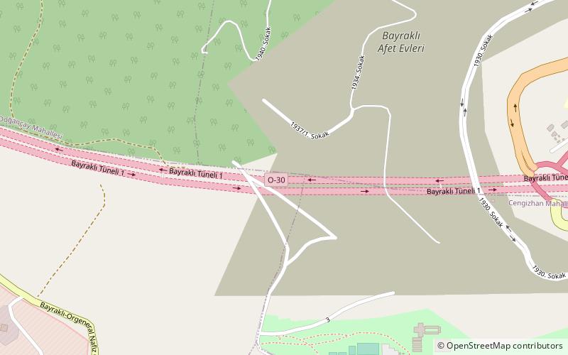 Bayraklı Tunnels location map