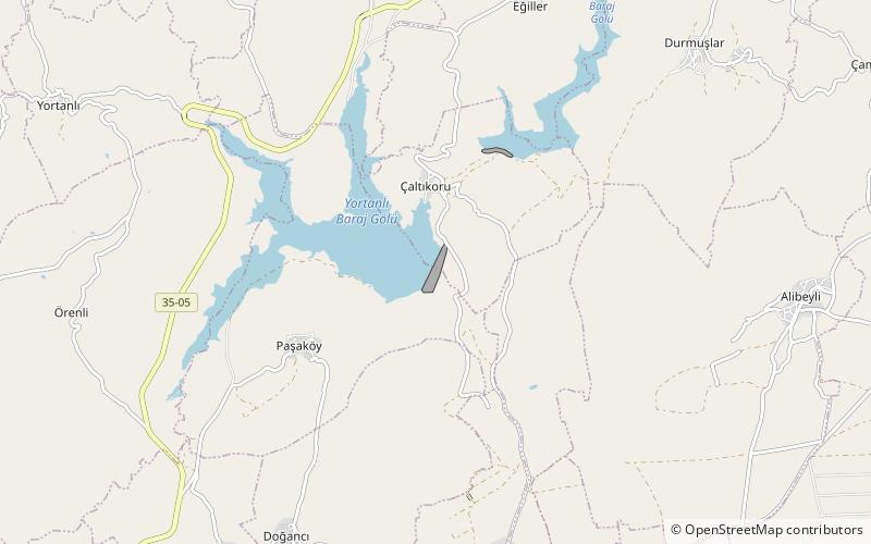 yortanli dam location map