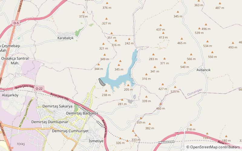 demirtas dam bursa location map
