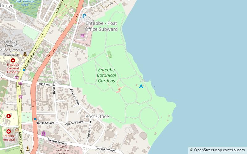 entebbe botanical gardens location map