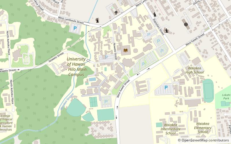 Jardines botánicos de la universidad de Hawái campus de Hilo location map