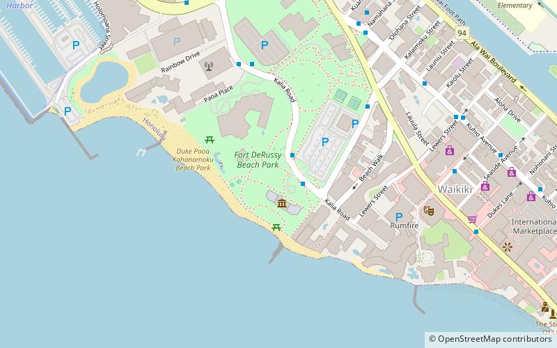 Fort DeRussy Beach Park location map