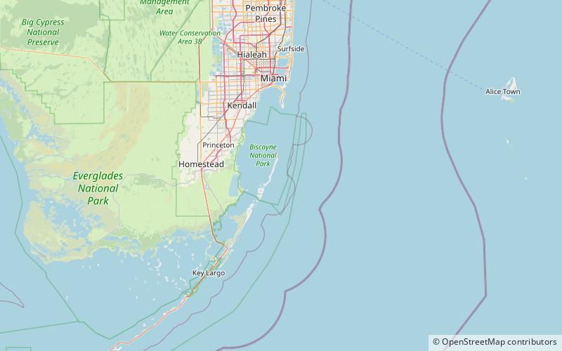 distrito arqueologico offshore reefs parque nacional biscayne location map