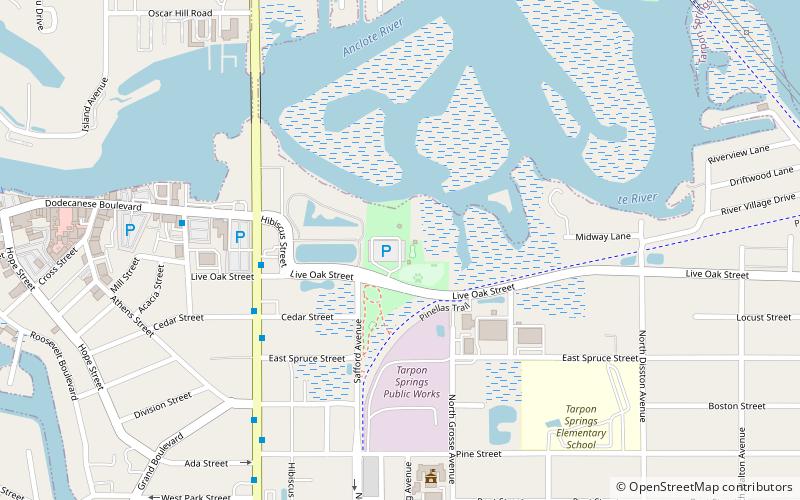 Tarpon Springs Splash Park-FREE location map